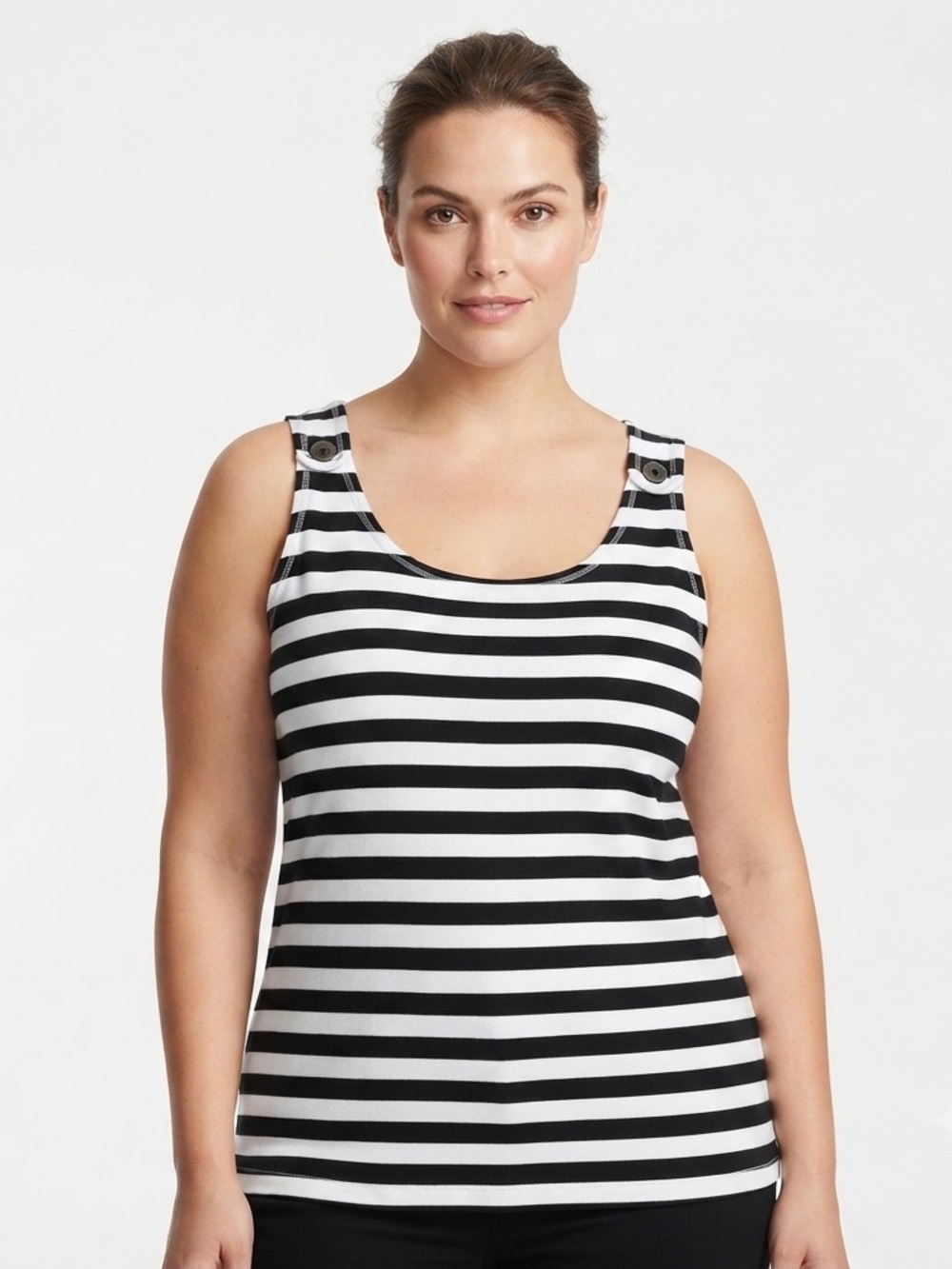 Allison Whitmore Black and White Striped Tank Top XL